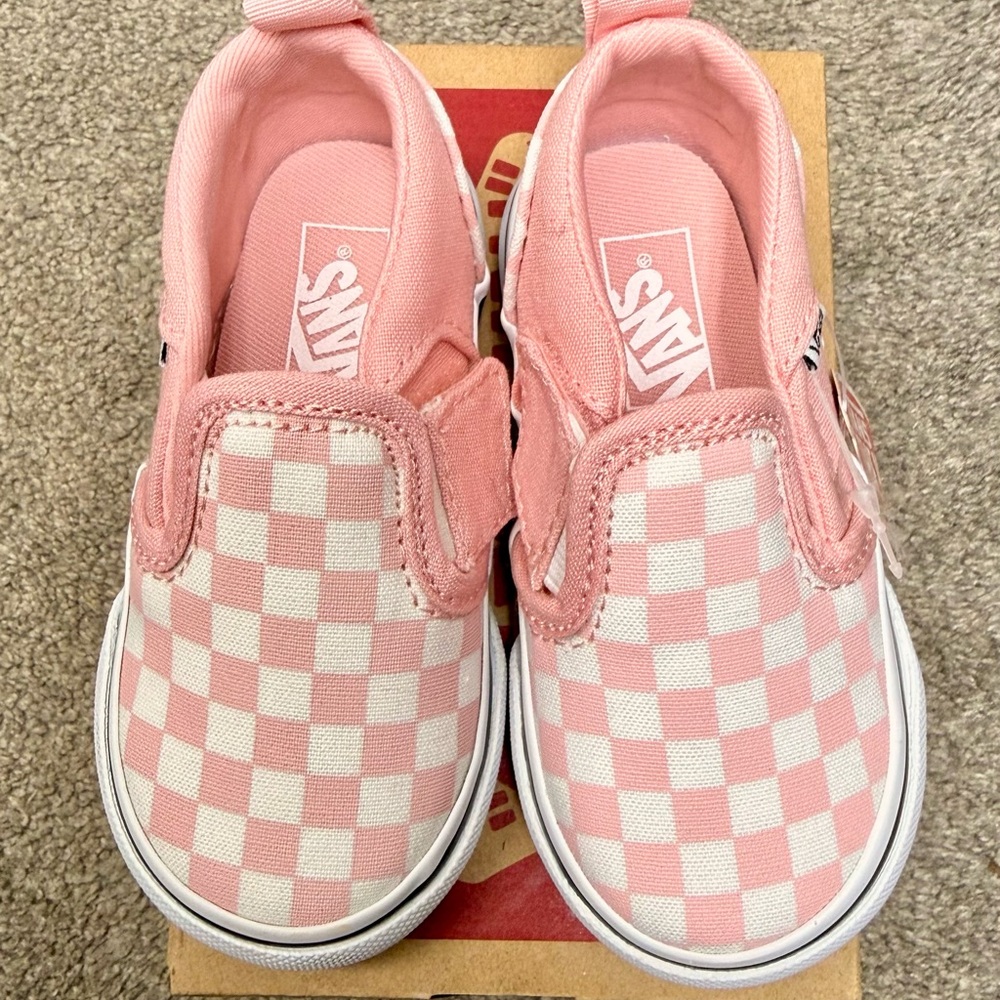 Vans Pink Checkered Slip-On Shoes